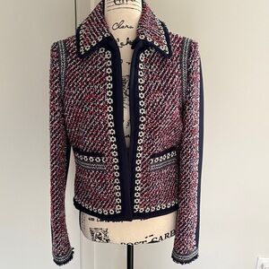 Tory Burch Women's Tweed Blazer - Red and Navy